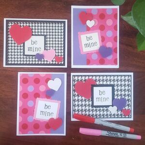 Handcrafted by vixen676 Valentine's Day Cards Bold Pink Purple Set of Four